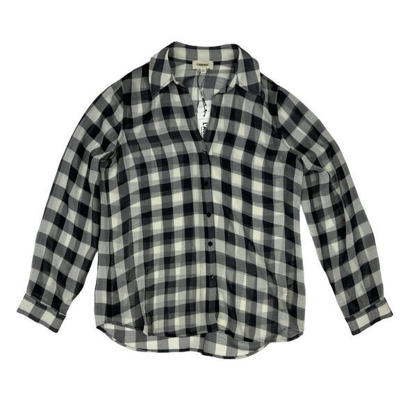 L'AGENCE Tops - L'Agence Argo Plaid Button-Up Blouse White Black Size S